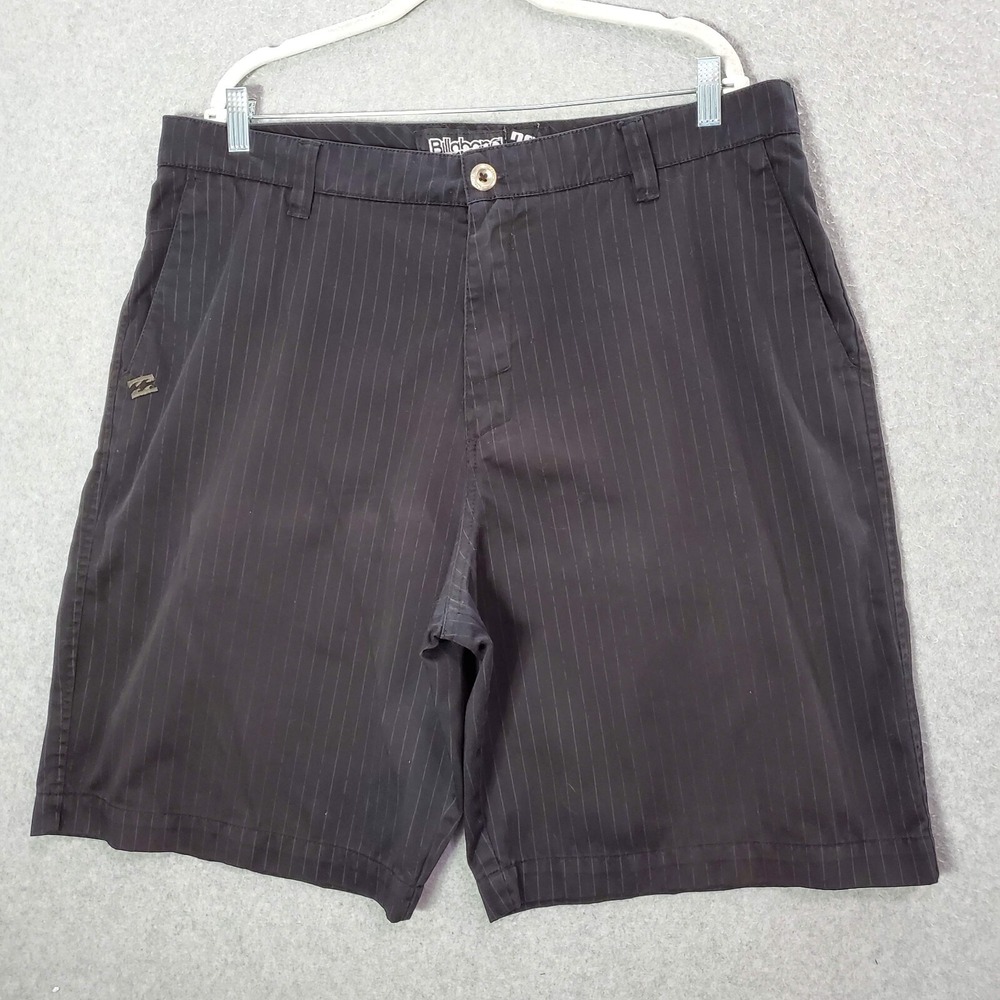 Billabong Men Shorts 38 Black Striped Chino Grunge Skate Y2K Logo READ